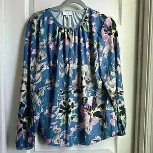 Witchery (Australian) blue floral long sleeve blouse